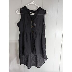 Speed Control New York Womens M sheer high low shirt top sleeveless button front